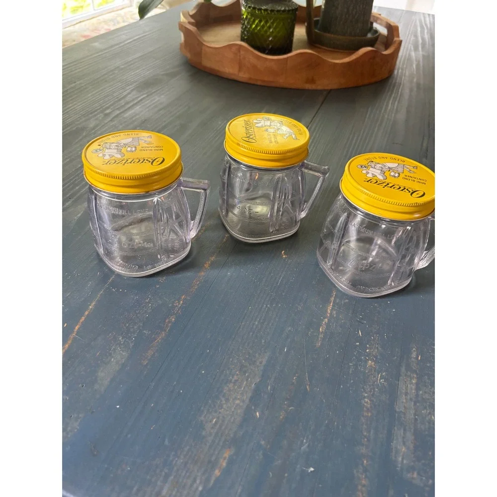 Vintage Osterizer Mini-Blend Container Set of 3 Yellow Lid 4oz Plastic Jars - Picture 9 of 9